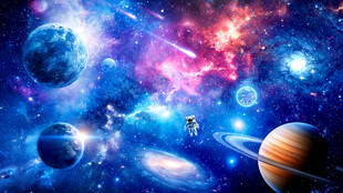 宇宙漩涡太空星球宇航员星空背景