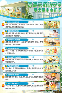 夏季高温家庭消防安全海报