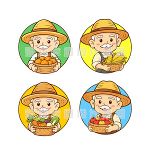 卡通农夫头像农民形象插画