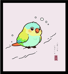 可爱鹦鹉插画手绘矢量图插画 画