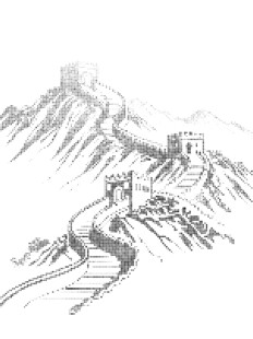 手绘长城图景