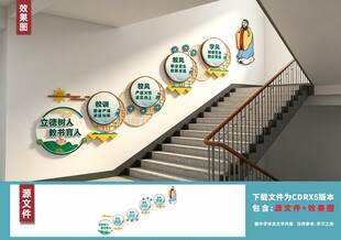 校园楼梯文化墙设计展示