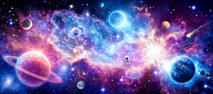 璀璨梦幻银河星空外太空星球背景