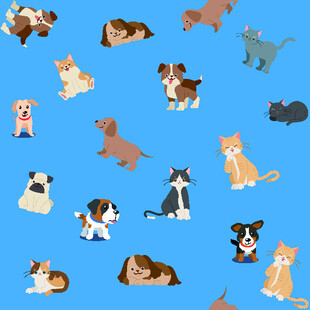 可爱猫狗图案背景图