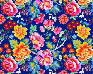 多彩花卉图案布料