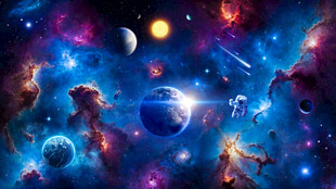 梦幻宇宙银河太空宇航员星球背景