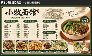 面馆餐厅海报菜单价目表