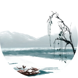 水墨江畔垂钓图