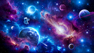 宇宙漩涡太空星球宇航员星空背景