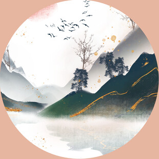 中式山水意境风景图