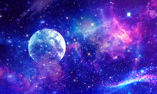 蓝紫色宇宙星空背景图