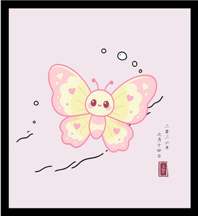 手绘矢量图插画可爱卡通蝴蝶插画