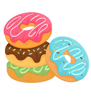 彩色甜甜圈下午茶美食插画
