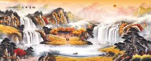 壮丽山水国画瀑布国画