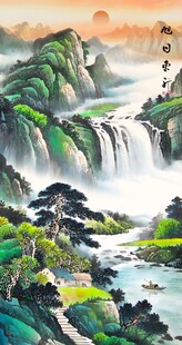 山水瀑布流水生财
