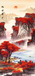竖幅山水画鸿运当头