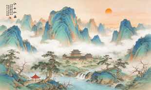 宋式青绿千里江山山水装饰画