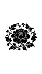 黑色牡丹花纹图案