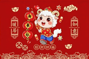 喜庆萌羊贺岁图