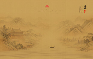新中式古风古典山水画背景墙