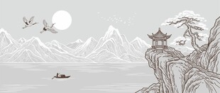 水墨山水间的诗意景致