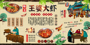 王婆大虾背景墙
