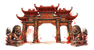 中式传统牌坊建筑景观
