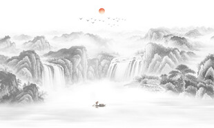 山水意境中国风水墨画
