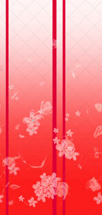 红色渐变樱花汉服
