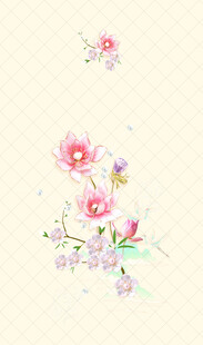手绘粉色花卉图案