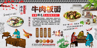 牛肉板面背景墙
