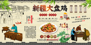 新疆大盘鸡背景墙