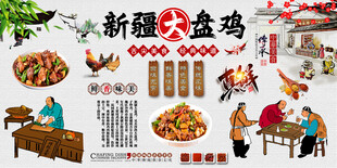 新疆大盘鸡背景墙