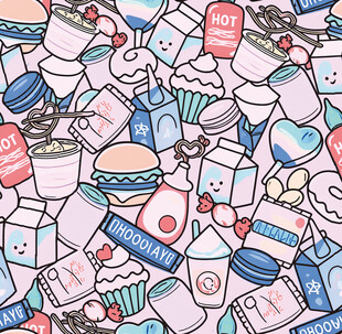 可爱卡通食物图案背景
