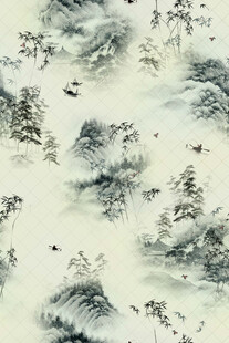 水墨山水国画风景图
