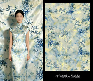 中国风水墨竹子数码印花