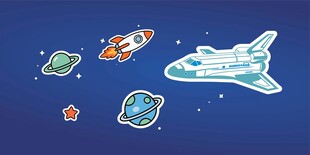 星空飞船插画