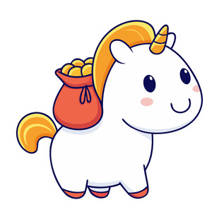 可爱独角兽背袋金币