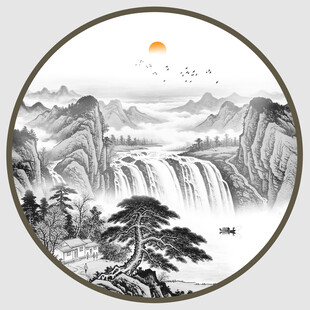 圆形山水画