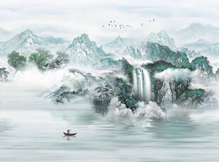绿色清新中式山水