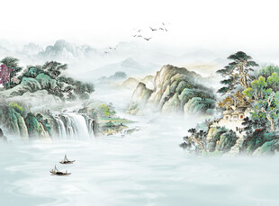 中式山水绿水青山