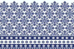 蓝白花卉几何图案纹理