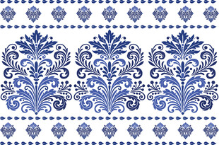 蓝白古典花纹图案设计