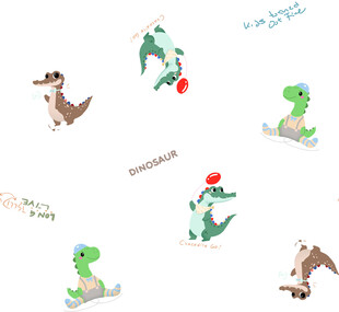 可爱恐龙插画图案集合