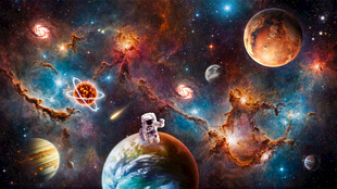 太空宇航员星球宇宙漩涡银河背景