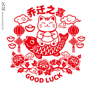 乔迁之喜窗花装饰画