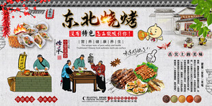 东北烧烤背景墙