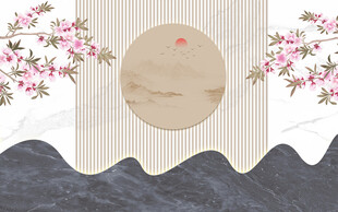 中式意境格栅山水花鸟装饰画