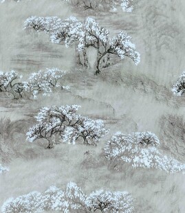 雪覆树林 数码印花 扫描版