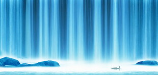 流水生财瀑布山水